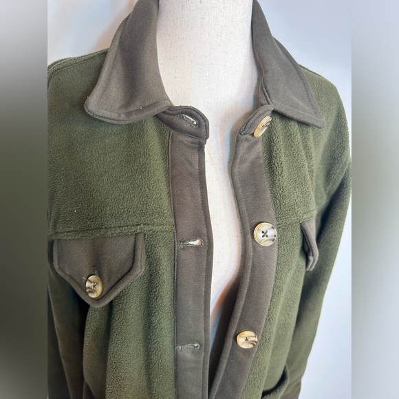 Sz S Blank NYC olive green Button front Shacket fleece jacket sweater - Picture 3 of 10
